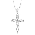 Load image into Gallery viewer, 1/10 Ctw Round Cut Diamond Cross Pendant in 14K White Gold With Chain