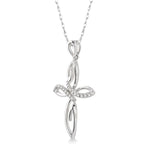 Load image into Gallery viewer, 1/10 Ctw Round Cut Diamond Cross Pendant in 14K White Gold With Chain