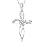 Load image into Gallery viewer, 1/10 Ctw Round Cut Diamond Cross Pendant in 14K White Gold With Chain