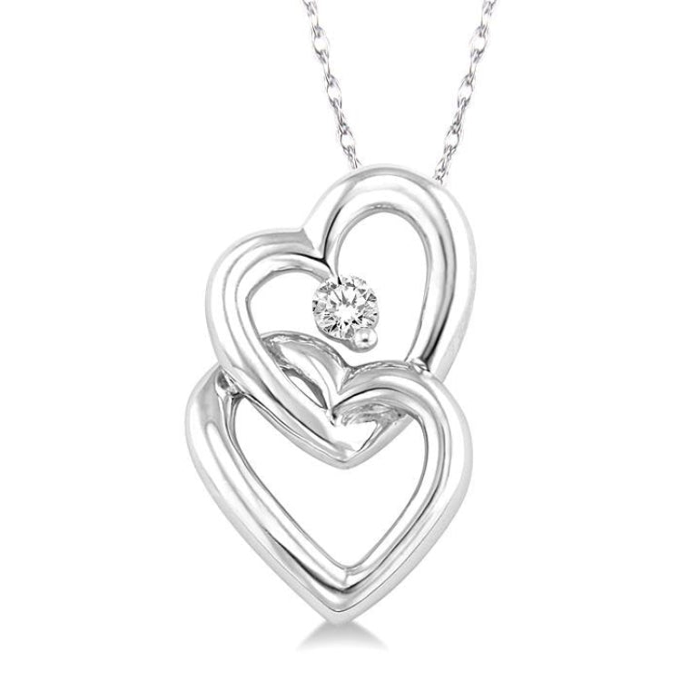 1/20 Ctw Round Cut Diamond Pendant in 10K White Gold with Chain