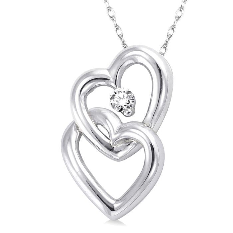 1/20 Ctw Round Cut Diamond Pendant in 10K White Gold with Chain