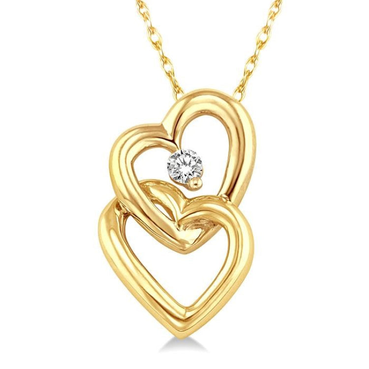 1/20 Ctw Round Cut Diamond Pendant in 10K Yellow Gold with Chain