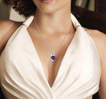Load image into Gallery viewer, 8x8 MM Trillion Cut Amethyst and 1/20 Ctw Round Cut Diamond Pendant in 10K White Gold with Chain