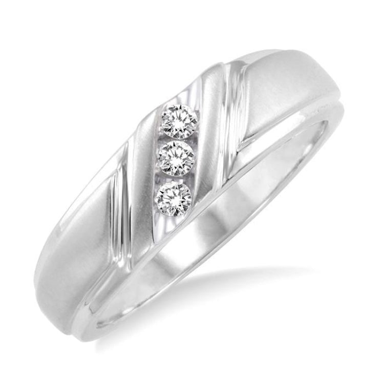 1/8 Ctw Round Cut Diamond Men's Band in 14K White Gold