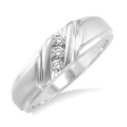 1/8 Ctw Round Cut Diamond Men's Band in 14K White Gold