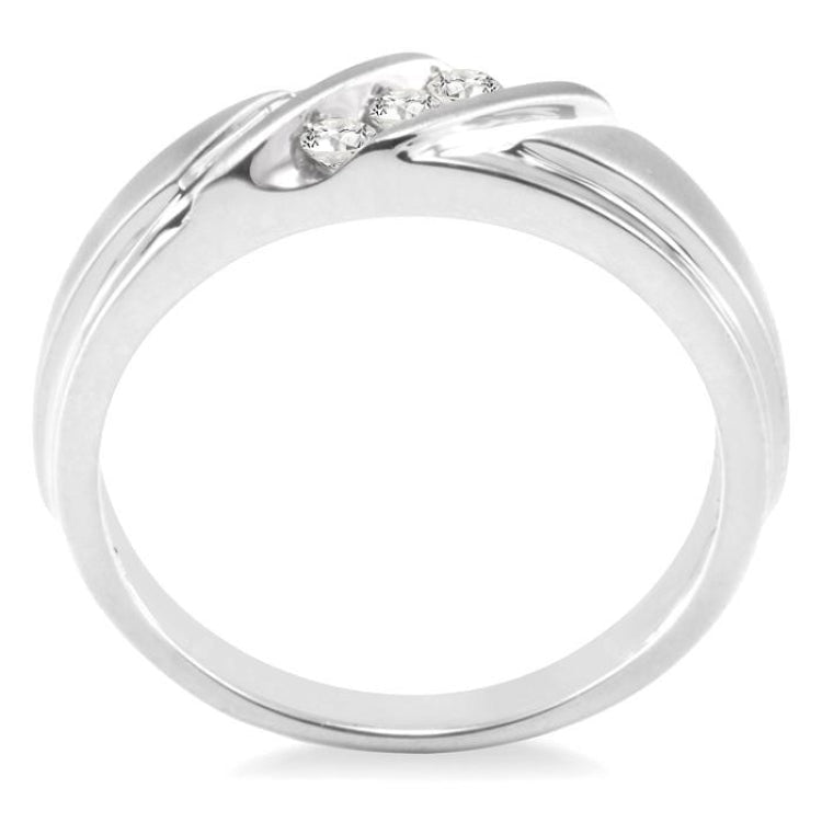 1/8 Ctw Round Cut Diamond Men's Band in 14K White Gold