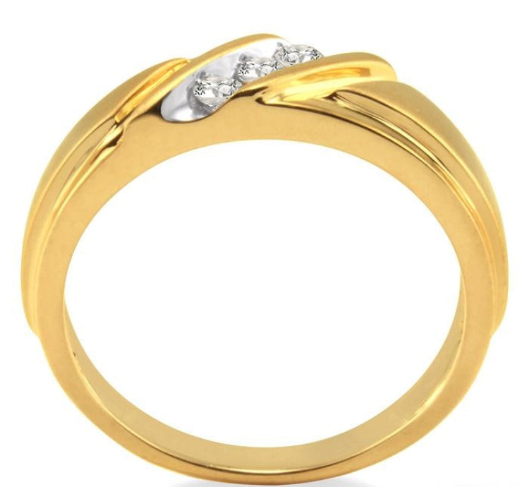 1/8 Ctw Round Cut Diamond Men's Band in 14K Yellow Gold