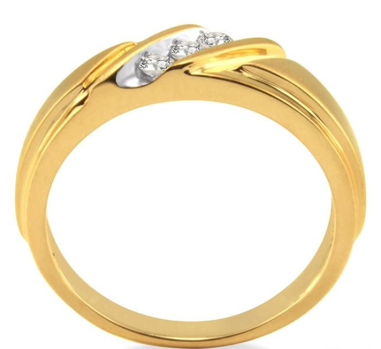 1/8 Ctw Round Cut Diamond Men's Band in 10K Yellow Gold