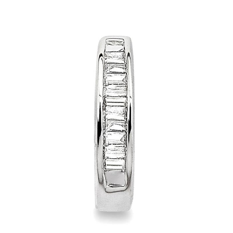 1/10 Ctw Baguette Cut Diamond Huggie Earrings in 14K White Gold
