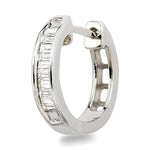 Load image into Gallery viewer, 1/10 Ctw Baguette Cut Diamond Huggie Earrings in 14K White Gold