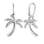 Load image into Gallery viewer, 1/4 Ctw Palm Tree Round Cut Diamond Earrings in 14K White Gold