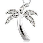 Load image into Gallery viewer, 1/4 Ctw Palm Tree Round Cut Diamond Pendant in 14K White Gold with Chain
