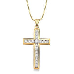 Load image into Gallery viewer, 1 Ctw Round Cut Diamond Cross Pendant in 14K Yellow Gold with Chain