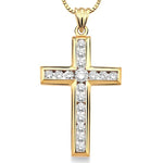 Load image into Gallery viewer, 1 Ctw Round Cut Diamond Cross Pendant in 14K Yellow Gold with Chain