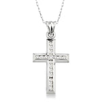 Load image into Gallery viewer, 1/4 Ctw Round Cut Diamond Cross Pendant in 14K White Gold with Chain