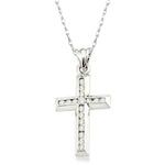 Load image into Gallery viewer, 1/4 Ctw Round Cut Diamond Cross Pendant in 14K White Gold with Chain