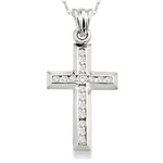 Load image into Gallery viewer, 1/4 Ctw Round Cut Diamond Cross Pendant in 14K White Gold with Chain