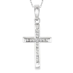 Load image into Gallery viewer, 1/10 Ctw Single Cut Diamond Cross Pendant in 14K White Gold with Chain