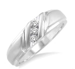 Load image into Gallery viewer, 1/8 Ctw Round Cut Diamond Men's Band in 10K White Gold
