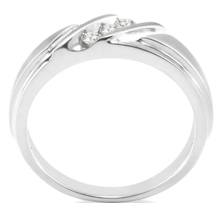 1/8 Ctw Round Cut Diamond Men's Band in 10K White Gold
