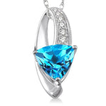 Load image into Gallery viewer, 8x8 MM Trillion Cut Blue Topaz and 1/20 Ctw Round Cut Diamond Pendant in 10K White Gold with Chain