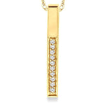 Load image into Gallery viewer, 1/10 Ctw Round Cut Diamond Stick Pendant in 10K Yellow Gold with Chain