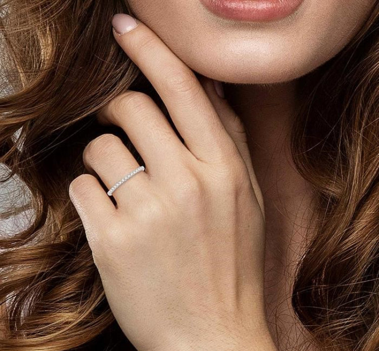 1/5 Ctw Round Cut Diamond Wedding Band in 14K White Gold