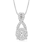 Load image into Gallery viewer, 1/2 Ctw Lovebright Round Cut Diamond Pendant in 14K White Gold with Chain