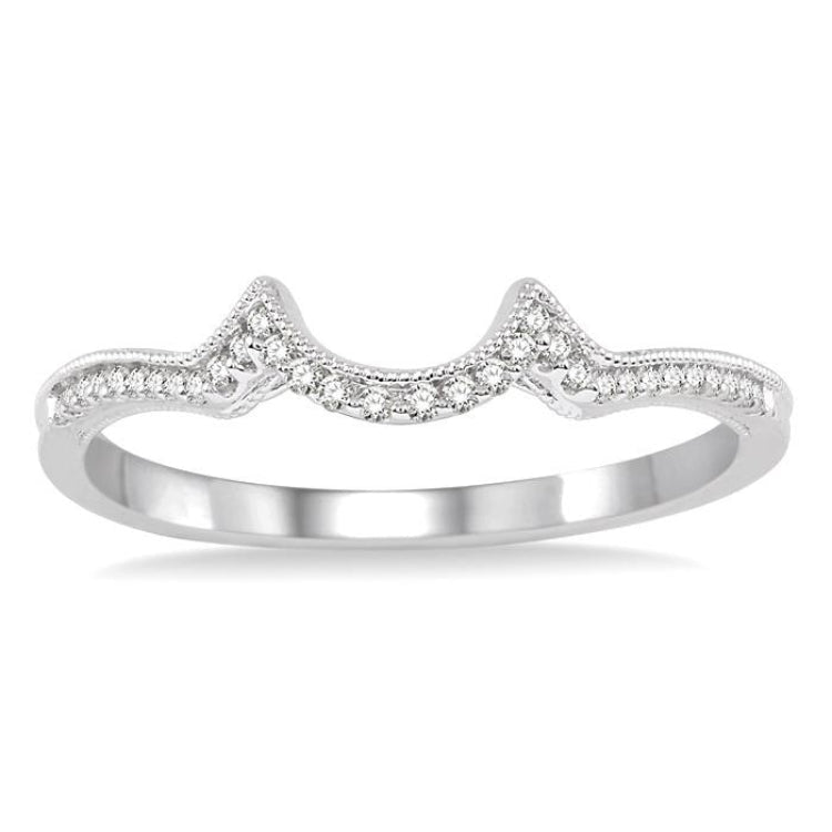 1/10 Ctw Round Cut Diamond Wedding Band in 14K White Gold