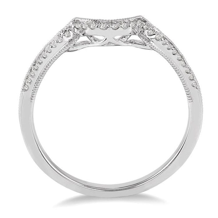 1/10 Ctw Round Cut Diamond Wedding Band in 14K White Gold