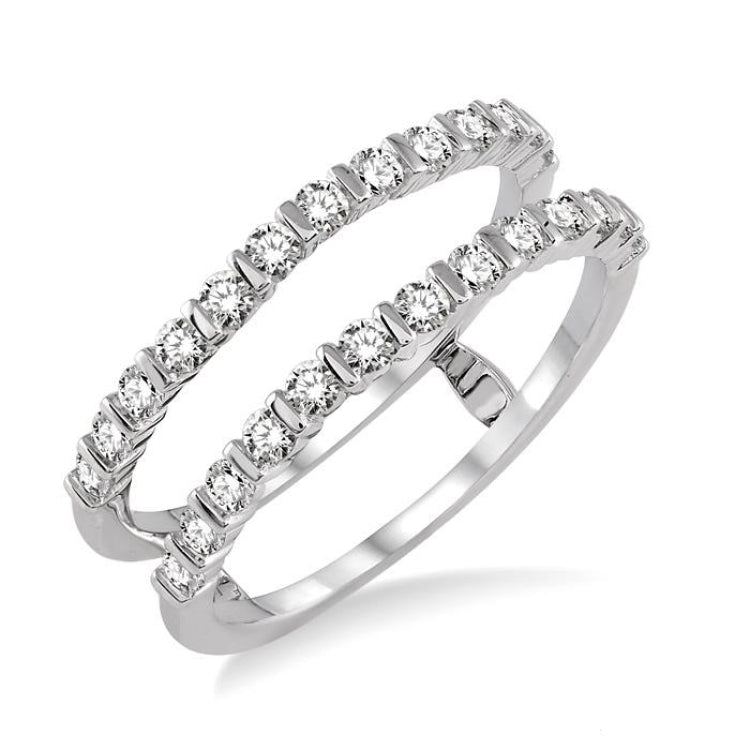 5/8 Ctw Round Cut Diamond Insert Ring in 14K White Gold