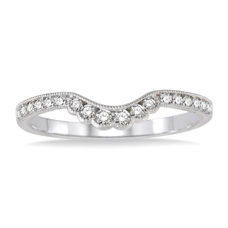 1/5 Ctw Round Cut Diamond Wedding Band in 14K White Gold