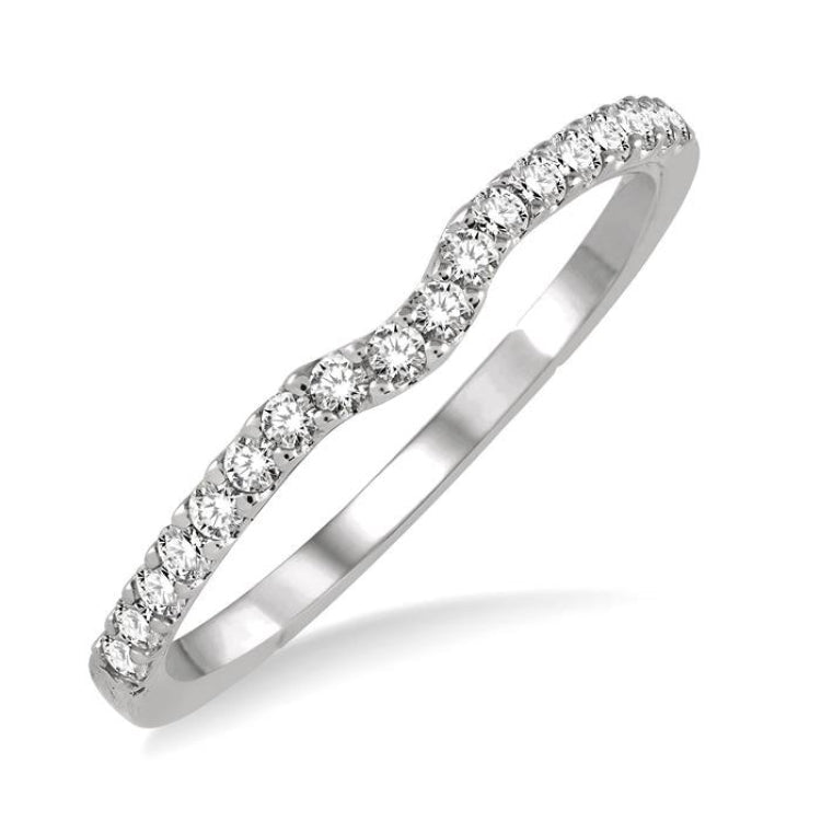 1/5 Ctw Round Cut Diamond Wedding Band in 14K White Gold
