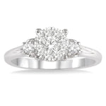 Load image into Gallery viewer, 1/2 Ctw Lovebright Round Cut Diamond Engagement Ring in 14K White Gold