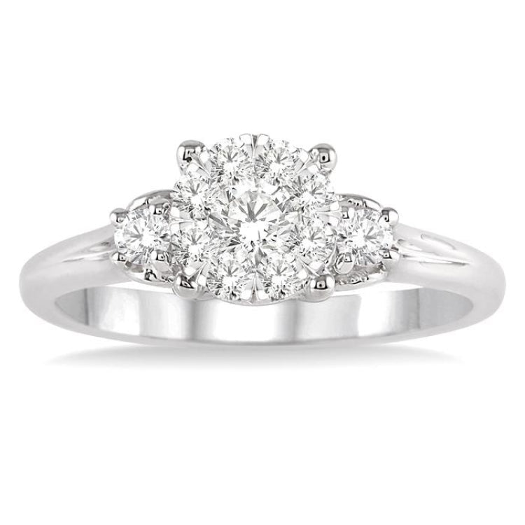 1/2 Ctw Lovebright Round Cut Diamond Engagement Ring in 14K White Gold