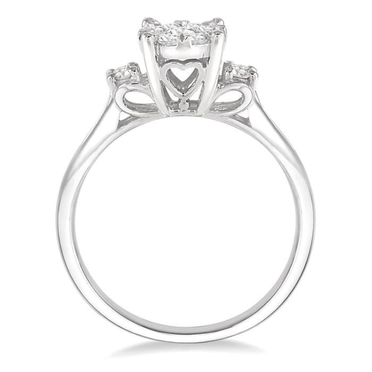 1/2 Ctw Lovebright Round Cut Diamond Engagement Ring in 14K White Gold
