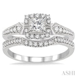 1/2 Ctw Diamond Wedding Set with 3/8 Ctw Princess Cut Engagement Ring and 1/6 Ctw Wedding Band in 14K White Gold