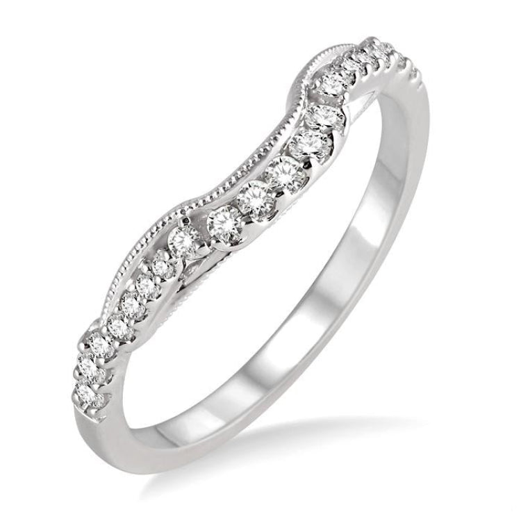 1/6 Ctw Round Cut Diamond Wedding Band in 14K White Gold