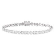 3 Ctw Round Cut Lovebright Diamond Tennis Bracelet in 14K White Gold
