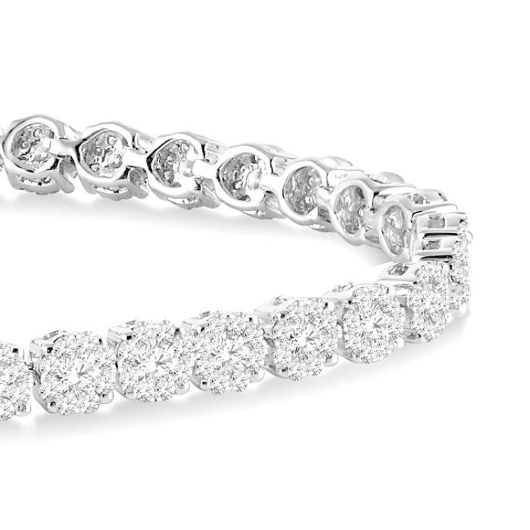 3 Ctw Round Cut Lovebright Diamond Tennis Bracelet in 14K White Gold