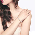 Load image into Gallery viewer, 5 1/3 Ctw Round Cut Diamond Lovebright Tennis Bracelet in 14K White Gold