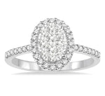 Load image into Gallery viewer, 3/4 Ctw Oval Shape Diamond Lovebright Ring in 14K White Gold