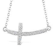 1/50 Ctw Round Cut Diamond Cross Pendant with Chain in Sterling Silver