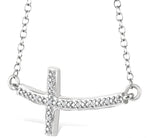 Load image into Gallery viewer, 1/50 Ctw Round Cut Diamond Cross Pendant with Chain in Sterling Silver