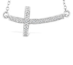 Load image into Gallery viewer, 1/50 Ctw Round Cut Diamond Cross Pendant with Chain in Sterling Silver