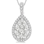 Load image into Gallery viewer, 3/4 Ctw Pear Shape Diamond Lovebright Pendant in 14K White Gold with Chain