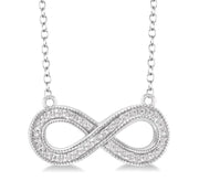 1/50 Ctw Round Cut Diamond Infinity Pendant in Sterling Silver with Chain