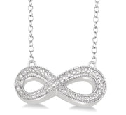 1/50 Ctw Round Cut Diamond Infinity Pendant in Sterling Silver with Chain