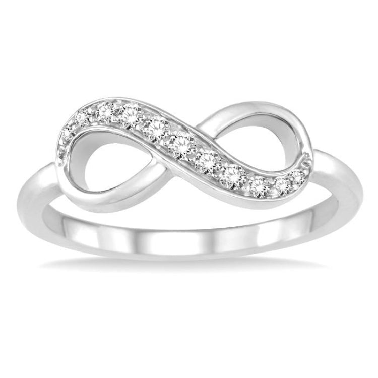 1/6 Ctw Round Cut Diamond Infinity Petite Ring in 10K White Gold