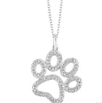 Load image into Gallery viewer, 1/20 Ctw Dog Paw Round Cut Diamond Pendant With Chain in Sterling Silver